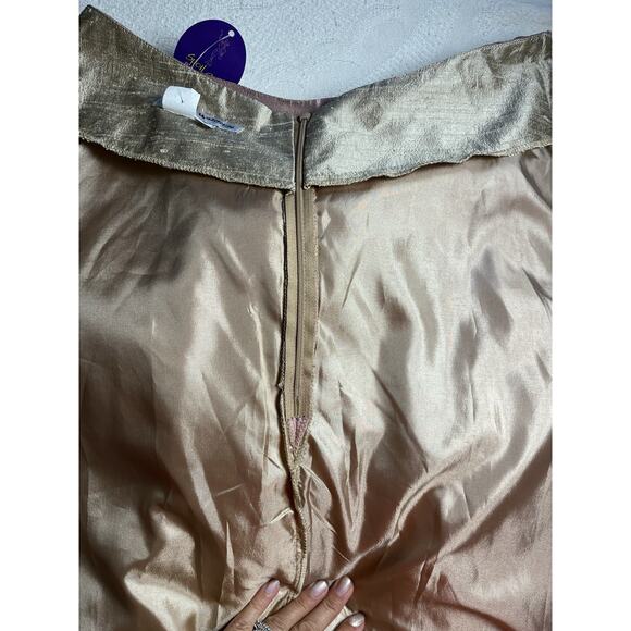 Karen Warren Rose Gold Metalic Skirt 8 Princess Preppy Romantic - Picture 7 of 7